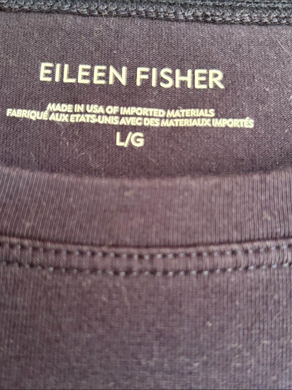 Eileen Fisher Organic Cotton Curved Shirttail Hem Navy Scoop Neck-Dress L - Picture 4 of 7
